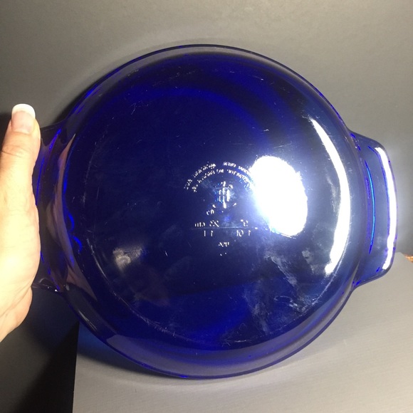Anchor Hocking cobalt blue 1 quart 9 inch pie quiche plate bakeware dish - Picture 5 of 10